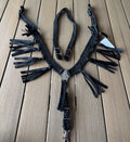 Black Breast Collar with Fringe and Matching Headstall